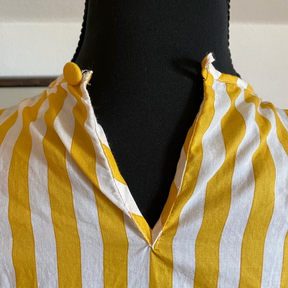 Loretta Caponi Striped Cotton Dress - Yellow & White - Picture 5 of 10